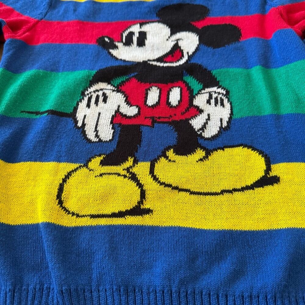 Mickey Mouse Disney 100 Kids’ Colorful Striped Sweater Size M - Picture 4 of 7